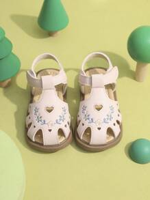 Toddler Girls' Embroidered Closed Toe Soft Bottom Chinese Style Beach Sandals, Summer - Pink - View 8