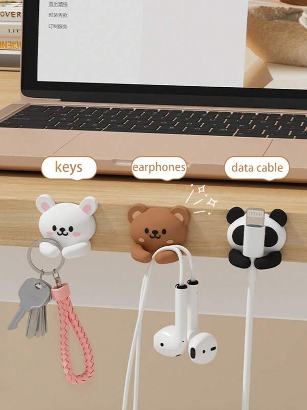 1 stuk schattige dieren kabelklemmen, kabelorganizer, houder voor oplaadkabels voor op tafel en nachtkastje, multifunctionele kabeloproller voor op het bureau, muiskabel, koptelefoonkabel, datakabelfixer, overal op te plakken, multifunctionele opslag, toepasbaarheid van een breed scala aan niet overal de locatie van de stok kiezen, overal op te plakken Het leven is een kleine helper!