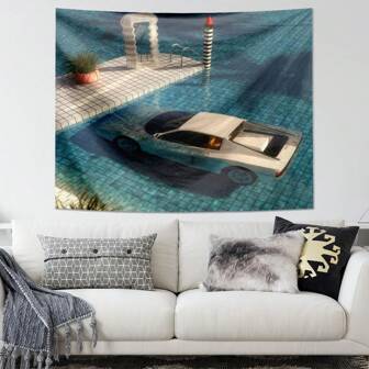 1 件音乐海洋挂毯，涤纶挂壁装饰，适用于客厅、卧室、办公室、家居装饰、派对装饰，具有悬垂效果的矩形印花厨房壁挂，配有 3 个墙钉和 2 个夹子