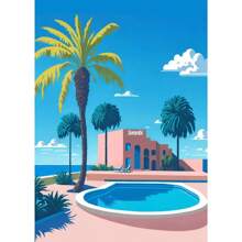 1pc Japan Beach City Summer Hiroshi Nagai Vaporwave Prints Posters Wandkunst Canvas Schilderij Nordic Wandfoto's Woonkamer Decor Geen Lijst