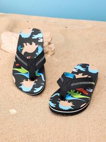 1 par de chanclas de espuma EVA con diseño de animales de dibujos animados para niños, lindas chanclas de baño resistentes al deslizamiento para uso en exteriores