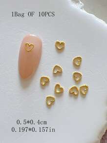 1 Pack Metal Jewelry Nail Art Accessories Heart 3D Nail Decorations