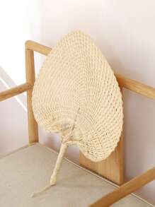 1pc Handwoven Bamboo Fan, Perfect For Babies, Dance Performance, Cooling Handcrafted Woven Straw Fan