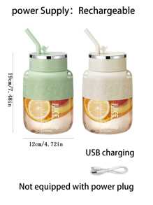 便携式迷你榨汁机，800 毫升无线自动果汁搅拌机 - 彩色 - 查看 12