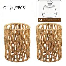 Leishizhiguan E27 Lampshade/Clip On Hand Woven Paper Rope Lampshade Can Be Used For Living Rooms, Bedrooms, Floor To Ceiling Lampshades, New Chinese Style Homestays, Hotels, Restaurants, Pendant Lights, Wall Lights, Small Lampshades According To Size (Lampshade Only) Best Gifts Birthday Graduation