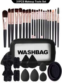 31/23/3件套化妆刷和化妆海绵工具全套组合套装；20件套化妆刷套装，包括粉扑、晕染刷、鼻影刷、高光刷、遮瑕刷、腮红刷、粉底刷、化妆海绵、三角化妆海绵、指套粉扑；女士旅行洗漱包；1个SPA蝴蝶结发带和2个腕带套装；化妆刷清洁碗；化妆刷套装；化妆刷套装；化妆刷套装；全套化妆套装；化妆刷套装；全套化妆套装；化妆刷套装；化妆礼盒套装 - 彩色 - 查看 19