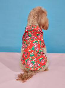 1pc Floral Pattern Pet Shirt, Beachwear Style, Polyester Pet Clothes Suitable For Cats & Dogs - Multicolor - View 4