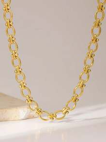 1pc Stainless Steel Knotted Geometric Fashion Personalized Hiphop Necklace For Women, Suitable For Gifts