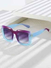 1 pieza Gafas de estilo vintage de colores en bloque cuadradas unisex, para el estilo de vida callejero Y2K. Gafas casuales para el verano, la playa, al aire libre y los viajes