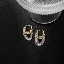 1 Pair Chain Tassel Earrings, 2025 New High-End Gradient Gold Silver Retro Statement Ear Clips