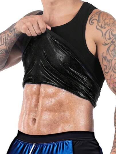 ARUNOW 2025 UPGRADED Men's Heat Trapping Pullover Sweat Enhancing Vest - Sauna Suit Shirt Compression Vest Shapewear Top For Gym Exercise-Gift For Father Boyfriend Gym Accessories Belly Slimming Girdles, Lumbar Girdles Belly Slimming Corset