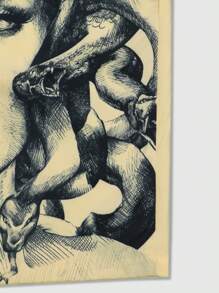 男士休闲美杜莎图案时尚短裤 - 米色 - 查看 5