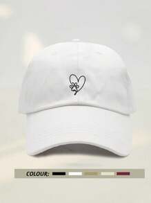 1pc Women's Adjustable Baseball Cap With Heart & Dog Paw Prints, Multi-Color Options, Comfortable Breathable Sunshade Hat For Outdoor Sports, Suitable For Daily Commute - Multicolor - View 5