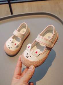 1 Pair Fashionable Simple Cute Rabbit Ear Flat Shoes For Girls, Comfortable - Pink - View 3