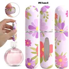 1 件便携式 0.17 盎司香水喷雾瓶，带花卉图案 - 可再填充迷你旅行雾化器，化妆品泵式分配器，塑料，不含 BPS 旅行必需品旅行配件旅行必备品海滩度假暑假学校配件返校用品