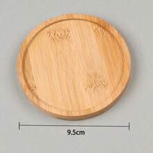 6 件套竹杯垫套装带支架，适用于咖啡桌，盆栽木制杯垫，办公桌保护，乔迁礼物，方圆形竹杯垫适用于花盆、饮料托盘、办公桌 P