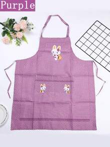 1 件轻质快干便捷围裙，兔子图案，成人系颈涤纶腰裙