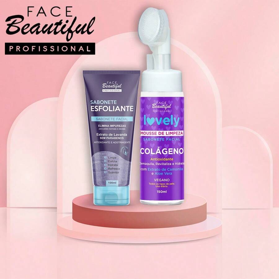 Facial Soap Kit 100ML + Facial Mousse 150ML - FACE BEAUTIFUL - LAVENDER SOAP 100ML + COLLAGEN MOUSSE 150ML - View 1