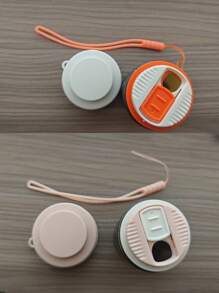 1pc Portable Sealed Pill Box, Travel Essential, Mini Multi-Functional Pill Storage Box, Moisture-Proof, Unisex, White And Pink (Lid, Lanyard Style And Color Random) - Multicolor - View 12