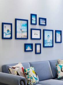 9 قطع إطارات صور إبداعية للتركيب على الحائط، ديكور جداري لغرفة المعيشة وغرفة النوم، تأتي مع صور طبيعية، لا يتطلب ثقب، شخصي