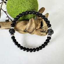 1 set di braccialetti tripla protezione: Berillo nero, Ossidiana dorata, Agata nera, Braccialetti in cristallo per stabilità ed equilibrio emotivo