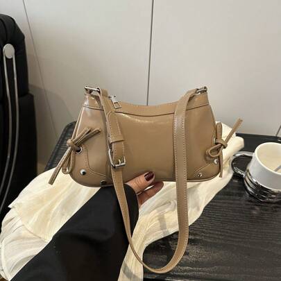 가을 겨울 계절을 위한 새로운 여성용 가방, 지퍼 여닫이 복고풍 패션 어깨 사각백, 소용량 경량 겨드랑이 가방. 여성, 학생, 직장인 통근, 일상적인 소형 가방 사용에 적합