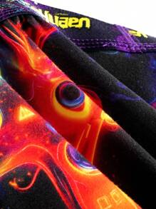 5pcs/Set Men's Graffiti Printed Thin Comfort Boxer Briefs, New Style - Black - View 3