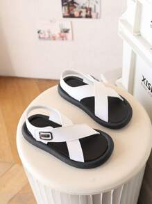 Boys' Summer Sandals, Brown Minimalist Style Kids Sandals, White Toddler Sandals