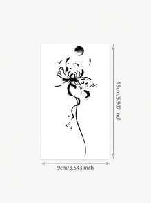 1 pieza Pegatina de tatuaje temporal con flor negra y reflejos y tinta de agua lavable, apta para personas de moda, tatuaje temporal falso para brazo y clavícula