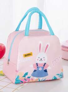 1 pieza Bolsa de almuerzo aislada con estampado de dibujos animados, fiambrera de pana, bolsa refrigeradora térmica impermeable y suave grande, contenedor de almuerzo impermeable, bolsa de cosméticos, bolsa de aseo de viaje, bolsa de viaje de cosméticos