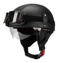 DOT 认证复古摩托车头盔，配有可拆卸颈部保暖器，轻便，男女通用，适合所有季节 - 彩色 - 查看 4