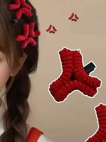1pc/2pcs Cute Plush Angry Expression Hair Clips - Ladies Funny Cartoon Alligator Hair Clip, Solid Color, Minimalist & Fashionable Claw Clips Hair Claws Hair Barrettes
