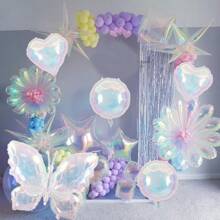 1/3/6 件 21/39/19 英寸透明激光铝箔气球，全息星心蝴蝶贝壳圆形气球主题派对用品生日派对婚礼订婚装饰 - 多色 - 查看 4