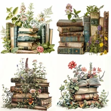 20 PIEZAS Paquete de pegatinas de libros mágicos retro variados para proyectos de manualidades DIY, álbumes de recortes, equipaje, portátil, cuaderno, periodismo, álbum de fotos, decoración de papelería, accesorios estéticos, calcomanías de decoración