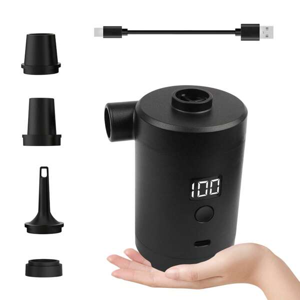 1pc Portable Wireless Electric Air Pump - Quick Inflator And Deflator For Air Mattresses, Inflatables, Floating Rings, Swimming Pools, Etc. - Compact, Lightweight, Rechargeable And Easy To Use