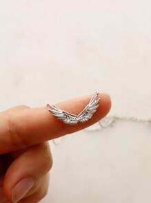 1pc S925 Sterling Silver Creative Angel Wings Pendant Necklace, Elegant & Versatile, Great Gift For Women Daily Wear And Festivals