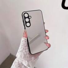 Soft Silicone Makeup Mirror Cases Compatible With Samsung Galaxy S25 S24 Ultra S20 S23 FE S22 Ultra S21 Plus A06 A16 A26 A36 A56 A14 A15 A34 A35 A55 A54 A24 A25 A53 A52 A52S 5G Full Lens Camera Protective ShockProof Case - Black - View 3