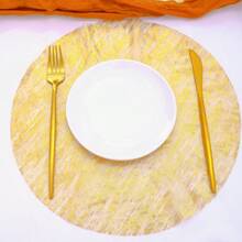15/30/60/120pcs Net Mesh Gold Foil Disposable Placemats, Suitable For Birthday Party, Holiday, Wedding, Dinner, Barbecue, Indoor&Outdoor Dining, Heat Insulation, Table Protection, Kitchen Table Decor