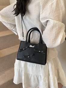 Letter Print Solid Color Fashionable Versatile Office Lady Handbag - Multicolor - View 16