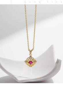 1 pieza Collar de plata esterlina 925 de lujo con grabado vintage y microintarsia, adecuado como regalo de boda/aniversario para mujeres