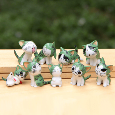 9pcs Miniature Craft Decor Accessories - Moss Micro Landscape, Cheese Cat Figures, -Bottle Ornaments, Random Style And Color Gifts Birthday Graduation