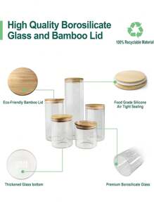 1pc Glass Material Food Storage Container, Candy Jar, Nuts Storage Bottle, Popcorn Container, Suitable For Home Kitchen And Dining Room Organization