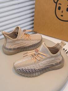 儿童透气运动鞋，时尚休闲运动鞋，春/秋 - 卡其色 - 查看 3