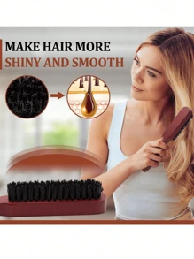 1/2 件套油梳发梳纯色男士油发胡须刷实木长柄胡须刷鬃毛清洁刷