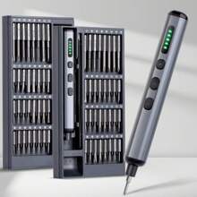 70 合 1 迷你电动螺丝刀套装，无绳小型电动螺丝刀，配有 64 个 S2 精密钻头、5 种扭矩设置、4 个 LED 灯、迷你电动螺丝刀维修工具套件，适用于 PC、RC、电子产品 - 黑色 - 查看 2