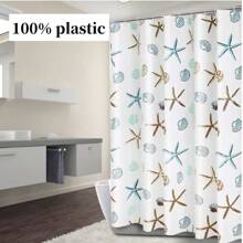 Starfish Print Shower Curtain PEVA With Hook Home Bathroom Decor Summer Bathroom Accessories Back To School