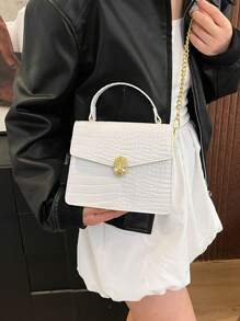 2025 New Fashionable High-End Crocodile Pattern Ladies Handbag, Hand-Held & Crossbody Small Square Bag - White - View 2