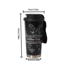 1 Pc 316 Stainless Steel Vacuum Insulated Water Bottle With Carry Strap, Lily Flower Pattern Coffee Cup, Portable Double-Wall Tumbler With Straw, Unisex Office Cup Back To School