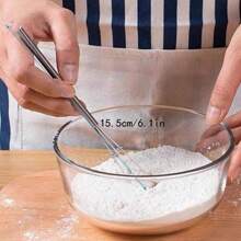 1 Pc 11-Inch Stainless Steel Whisk - Hand-Held, Manual Mixer For Eggs And Cream, Food Safe, Suitable For Indoor/Outdoor Baking. 1 Pc Stainless Steel Bowl, Gold/Silver, Kitchen Use, Suitable For Washing Fruits & Vegetables, Serving Food, Preparing Salads And More, Rounded Flat Bottom - Multicolor - View 6