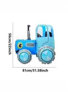 1 个组装蓝色拖拉机形状铝箔气球，生日派对氛围装饰，农场主题派对装饰 - 彩色 - 查看 2